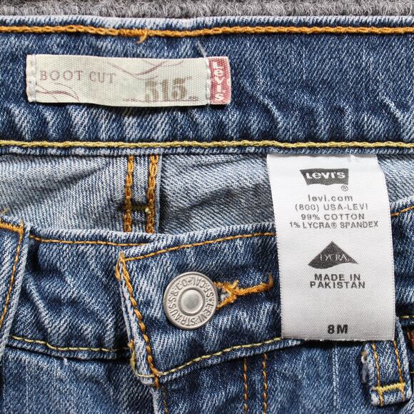 Levi's 515 Bootcut Jeans Women's 30x30 Blue Stretch Mid Rise - Picture 3 of 6